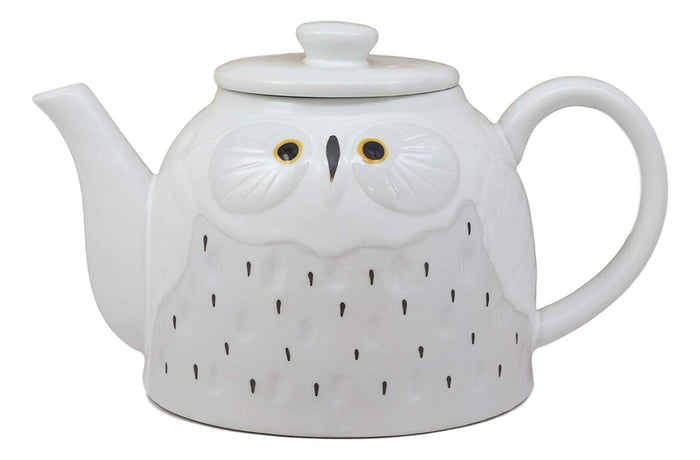 Ebros Gift Ebros Gift Whimsical White Fat Snow Owl Ceramic 52oz Large Tea Pot With Built In Strainer Spout As Teapots Home Decor Of Owls Owlet Nocturnal Bird Decorative