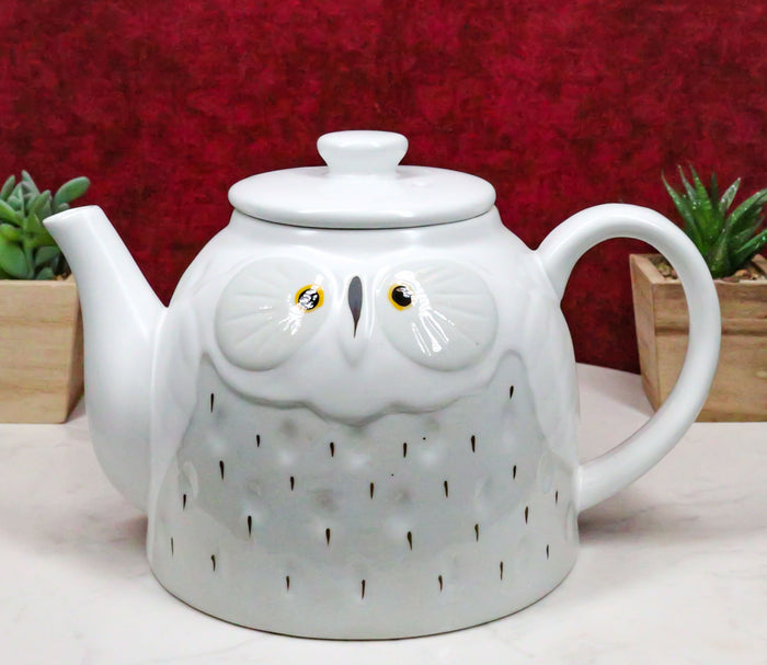 ebros gift Ebros Gift Whimsical White Fat Snow Owl Ceramic 52oz Large Tea Pot With Built In Strainer Spout As Teapots Home Decor Of Owls Owlet Nocturnal Bird Decorative