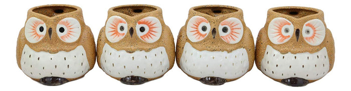 Ebros Gift Ebros Gift Whimsical Woody Forest Big Eyed Brown Owl Ceramic 11oz Drinking Mugs Set Of 4 As Kitchen Dining Home Decor Of Owls Owlet Nocturnal Bird Novelty Mug Cups For Coffee Tea Milk Beverage