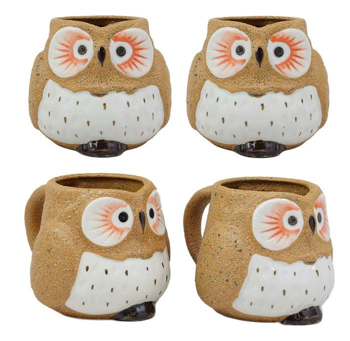 ebros gift Ebros Gift Whimsical Woody Forest Big Eyed Brown Owl Ceramic 11oz Drinking Mugs Set of 4 As Kitchen Dining Home Decor Of Owls Owlet Nocturnal Bird Novelty Mug Cups For Coffee Tea Milk Beverage