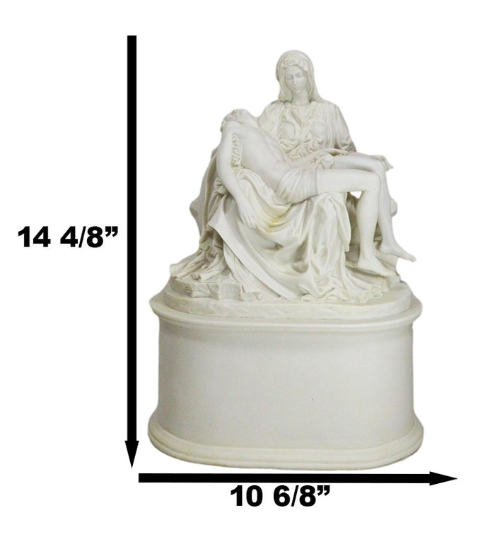 Ebros Gift Ebros Gift White Catholic La Pieta Cremation Urn Devotional Figurine 14.75"Tall 300 Cubic Inches Capacity Bottom Load Feature