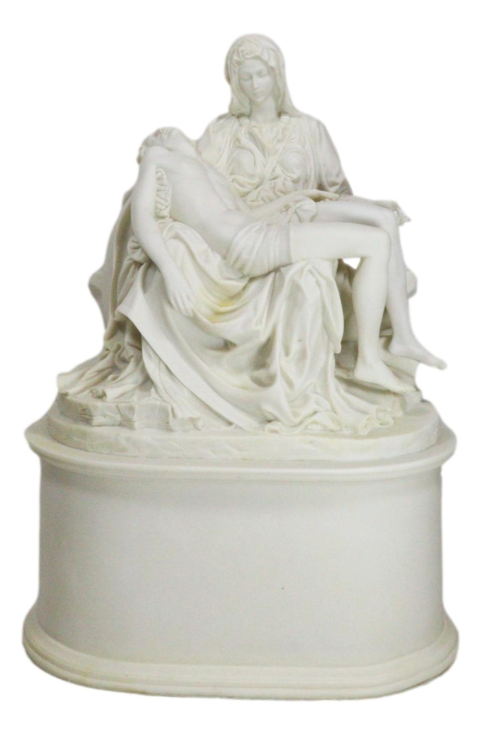 ebros gift Ebros Gift White Catholic La Pieta Cremation Urn Devotional Figurine 14.75"Tall 300 Cubic Inches Capacity Bottom Load Feature