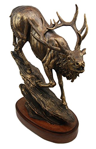 ebros gift Ebros Gift Wild Emperor Sambar Elk Descending From Rocky Hill Decorative Figurine 13"H