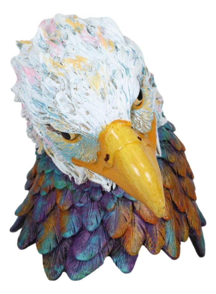 Ebros Gift Ebros Gift Wild & Free Colorful American Bald Eagle Bust Figurine 7.5" H Multi Color Spirit Rainbow Hand Painted Faux Wood Wings Of Glory Sculpture