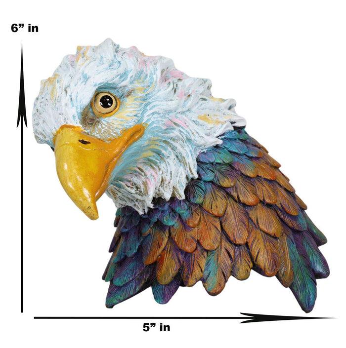 Ebros Gift Ebros Gift Wild & Free Colorful American Bald Eagle Bust Figurine 7.5" H Multi Color Spirit Rainbow Hand Painted Faux Wood Wings Of Glory Sculpture