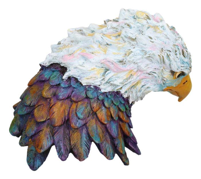 Ebros Gift Ebros Gift Wild & Free Colorful American Bald Eagle Bust Figurine 7.5" H Multi Color Spirit Rainbow Hand Painted Faux Wood Wings Of Glory Sculpture