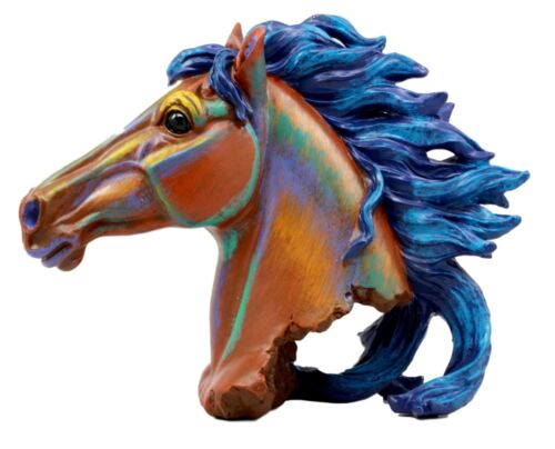 Ebros Gift Ebros Gift Wild & Free Colorful Horse Bust Figurine 8.25" H Multi Color Rainbow Hand Painted Faux Wood