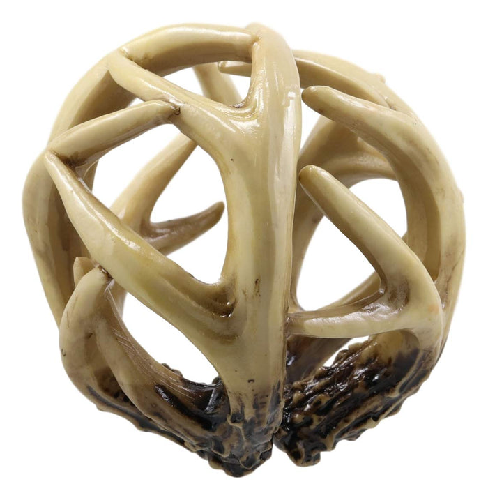 Ebros Gift Ebros Gift Wildlife Rustic Buck Elk Deer Stag Entwined Antlers Orb Potpourri Decorative Ball Home Accent Sphere Figurine Paper Weight Mantelpiece Shelves Table Cabin Lodge Decor (1)