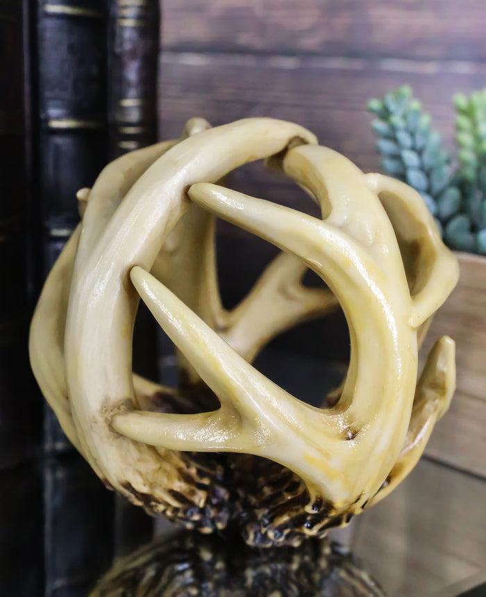 ebros gift Ebros Gift Wildlife Rustic Buck Elk Deer Stag Entwined Antlers Orb Potpourri Decorative Ball Home Accent Sphere Figurine Paper Weight Mantelpiece Shelves Table Cabin Lodge Decor (1)