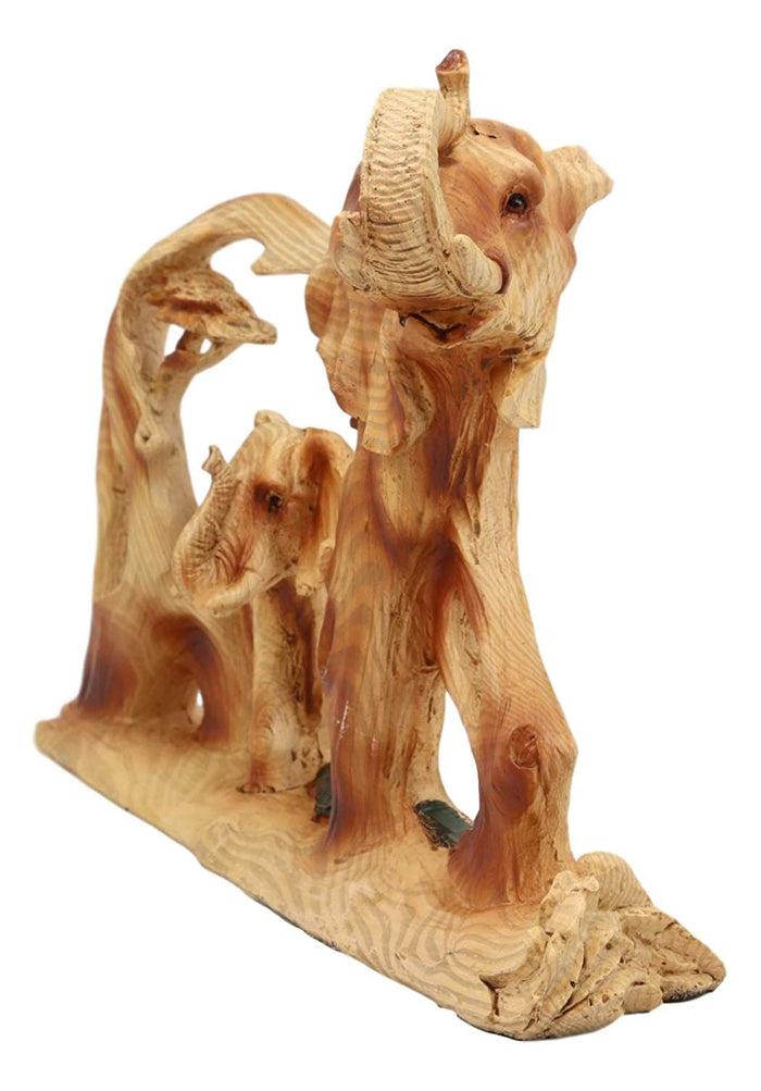 Ebros Gift Ebros Gift Wood Decorative African Elephant In Savanna Grassland Scene 12"