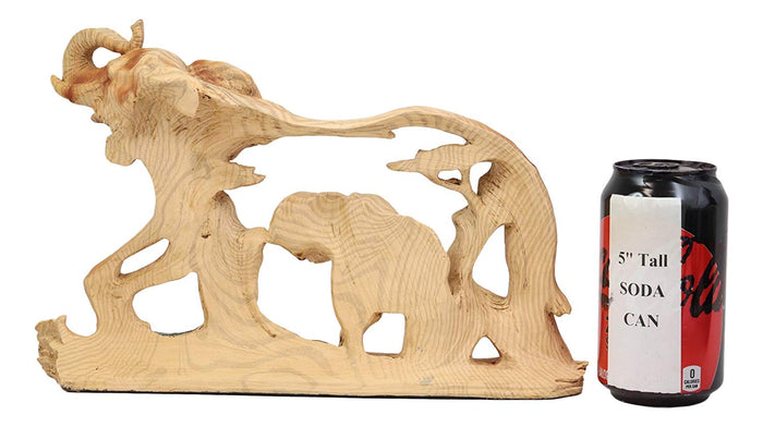 Ebros Gift Ebros Gift Wood Decorative African Elephant In Savanna Grassland Scene 12"