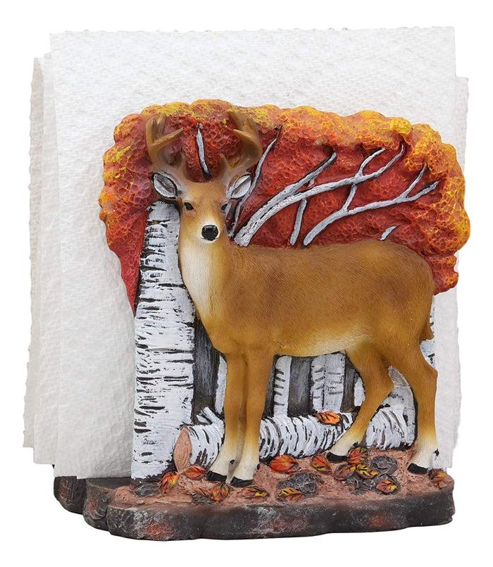 ebros gift Ebros Gift Woodland Deer Track Wipers 8 Point Buck by Fall Autumn Trees Dinner Napkin Holder Figurine 5.5" Tall Dining Room Kitchen Tabletop Bar Top Decorative Wildlife Rustic Country Sculpture