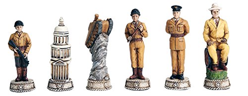 Ebros Gift Ebros Gift World War Two Allied United States VS Axis Germany Resin Chess Pieces With Fine Glass Board Set