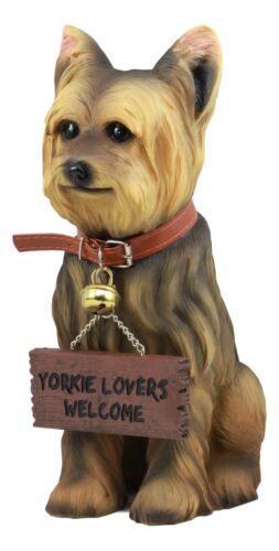 Ebros Gift Ebros Gift Yorkie Dog With Double Sided Sign Indoor/Outdoor Statue