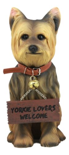 Ebros Gift Ebros Gift Yorkie Dog With Double Sided Sign Indoor/Outdoor Statue