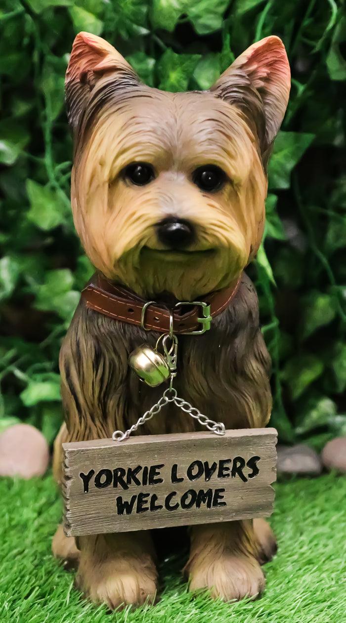 ebros gift Ebros Gift Yorkie Dog with Double Sided Sign Indoor/Outdoor Statue