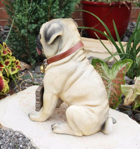 Ebros Gift Ebros GiftLarge Adorable Pug Dog Garden Greeter Statue With Jingle Collar 11.25" Tall