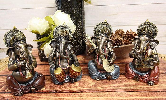 ebros gift Ebros Gifts Celebration Ganesha Playing Musical Instruments Statue Set of Four