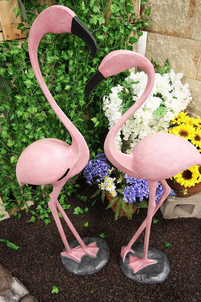Ebros Gift Ebros Gifts Large Set Of 2 Colorful Tropical Rainforest Pink Flamingo Garden Statues