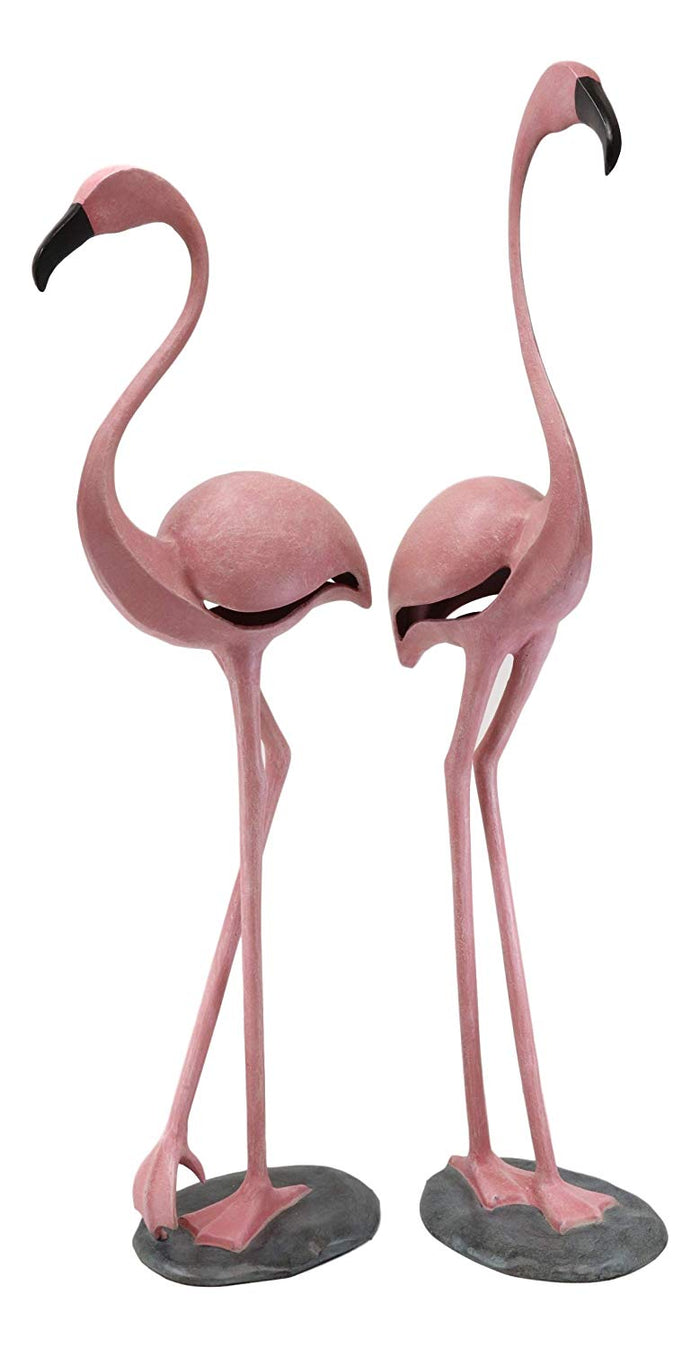 Ebros Gift Ebros Gifts Large Set Of 2 Colorful Tropical Rainforest Pink Flamingo Garden Statues
