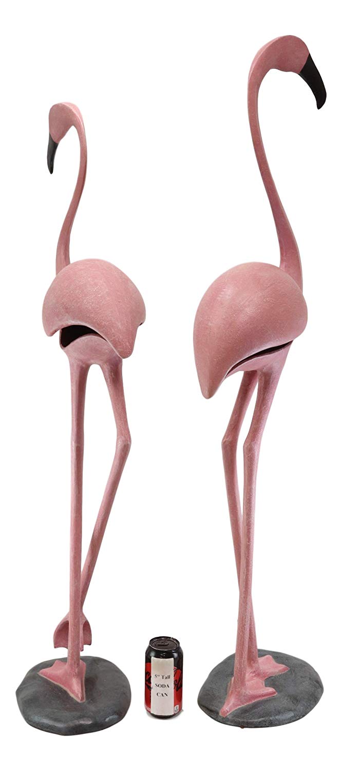 Ebros Gift Ebros Gifts Large Set Of 2 Colorful Tropical Rainforest Pink Flamingo Garden Statues