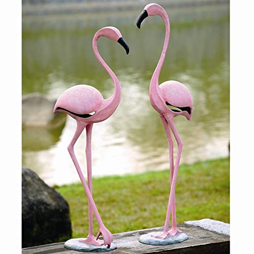 ebros gift Ebros Gifts Large Set of 2 Colorful Tropical Rainforest Pink Flamingo Garden Statues