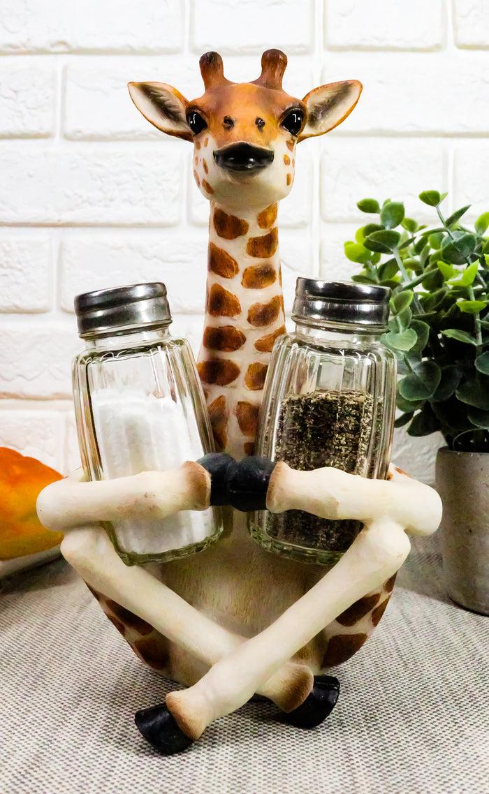 ebros gift Ebros Giraffe Far Reach Salt & Pepper Shakers Holder Figurine with Glass Shakers