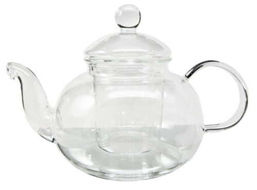 ebros gift Ebros Glass Tea Pot With Tea Leaves Infuser Medium 5.25" Tall 28 Ounce Capacity