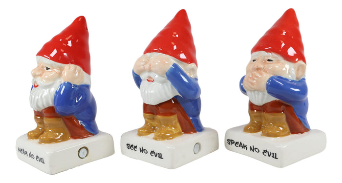 Ebros Gift Ebros Gnomes In See Hear Speak No Evil Salt Pepper Shakers & Toothpick Holder