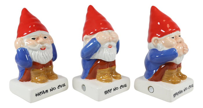 Ebros Gift Ebros Gnomes In See Hear Speak No Evil Salt Pepper Shakers & Toothpick Holder