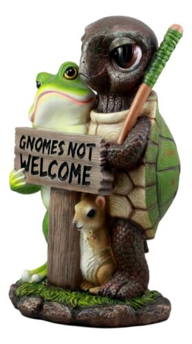 Ebros Gift Ebros "Gnomes Not Welcome " Angry Turtle Squirrel And Frog Friends Decor Statue