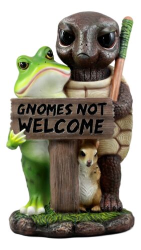 ebros gift Ebros "Gnomes Not Welcome " Angry Turtle Squirrel And Frog Friends Decor Statue