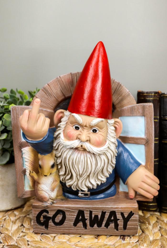 ebros gift Ebros "Go Away" Gnome & Squirrel At Window Flipping Off Guests Wall Decor 9"H