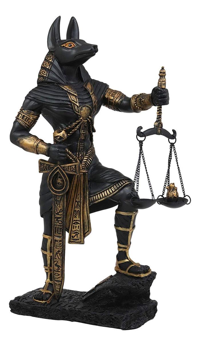 Ebros Gift Ebros God Anubis With Scales Of Justice Statue Figurine 10" Tall (Black & Gold)