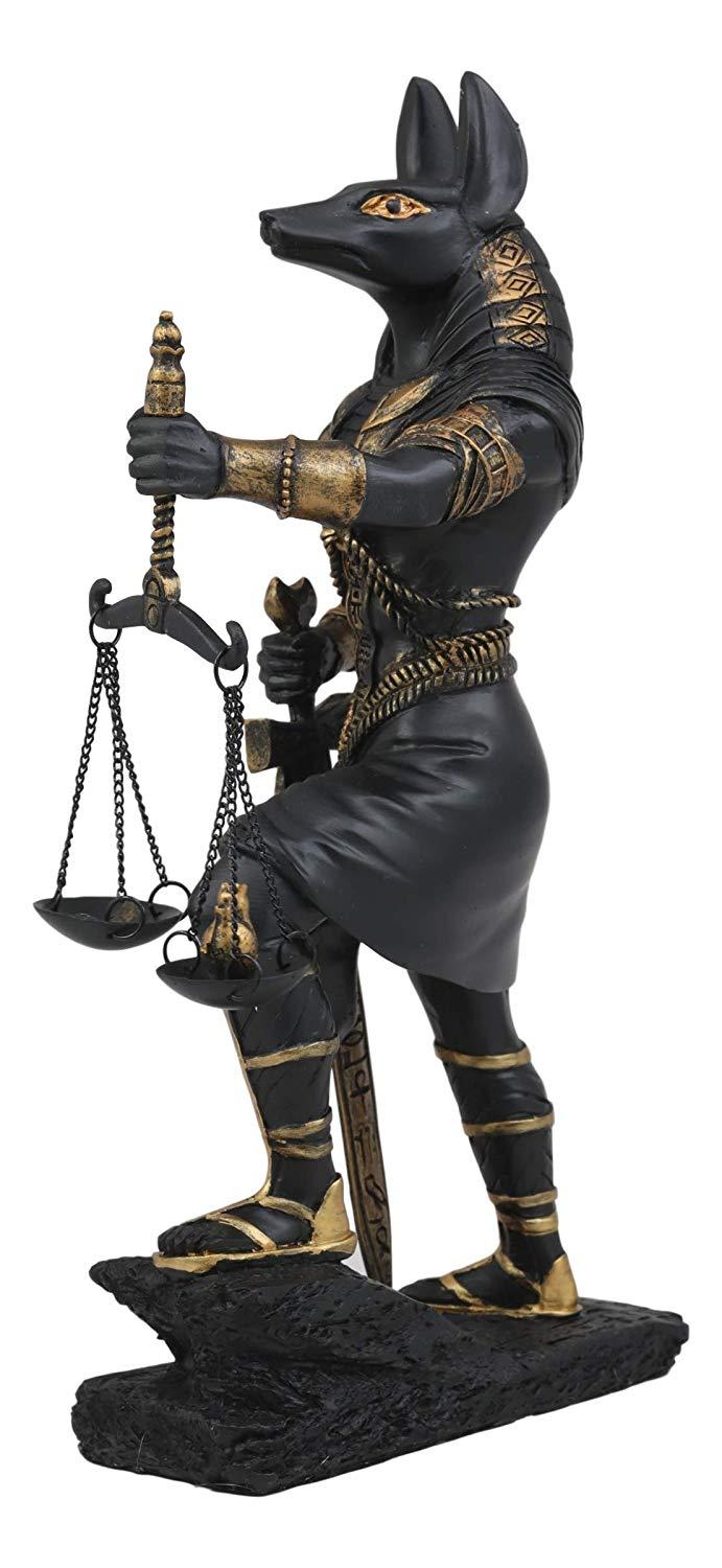 Ebros Gift Ebros God Anubis With Scales Of Justice Statue Figurine 10" Tall (Black & Gold)