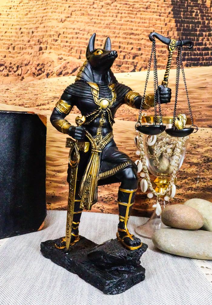 ebros gift Ebros God Anubis with Scales of Justice Statue Figurine 10" Tall (Black & Gold)