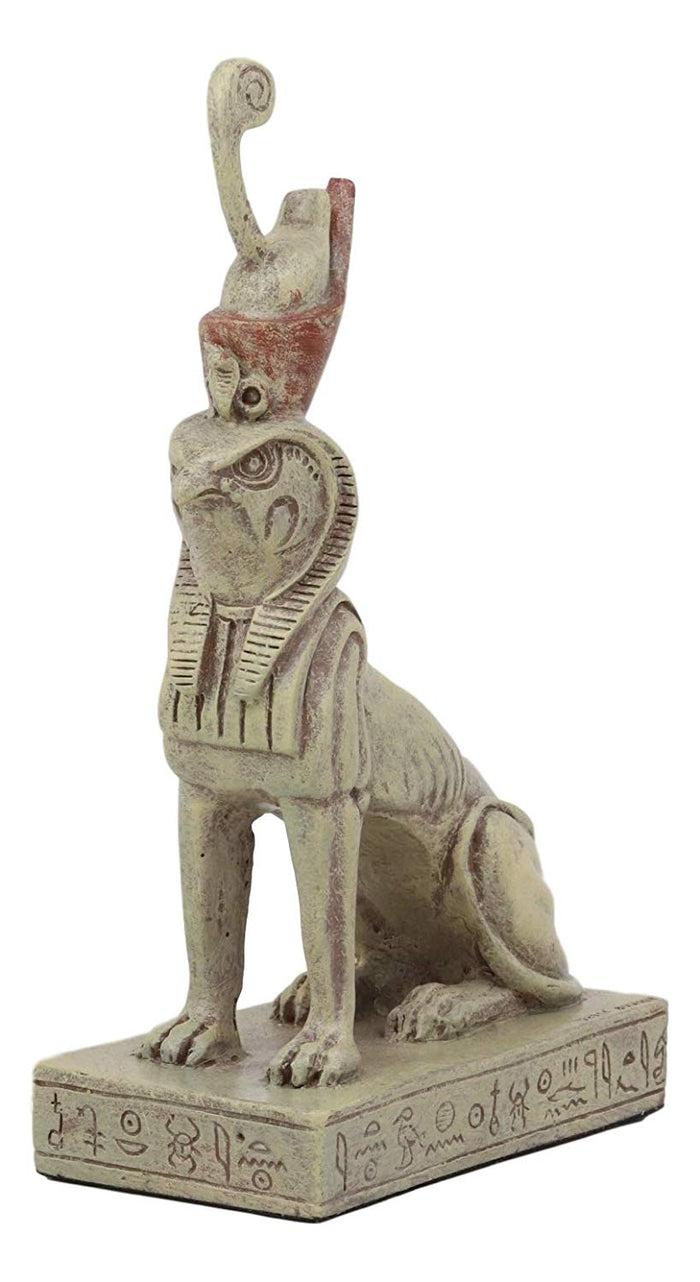 Ebros Gift Ebros God Of Egypt Horus Falcon Bird With Pschent Crown In Sphinx Body Statue With Egyptian Hieroglyphic Base 6.25" Tall
