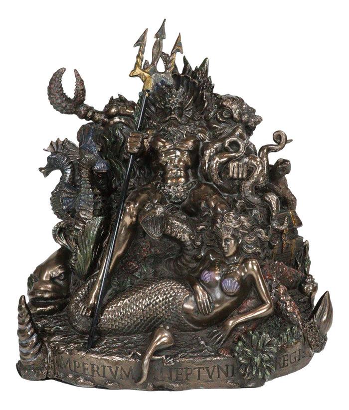 Ebros Gift Ebros God Of The Sea Poseidon Sitting On Throne With Trident Figurine 10.5"H