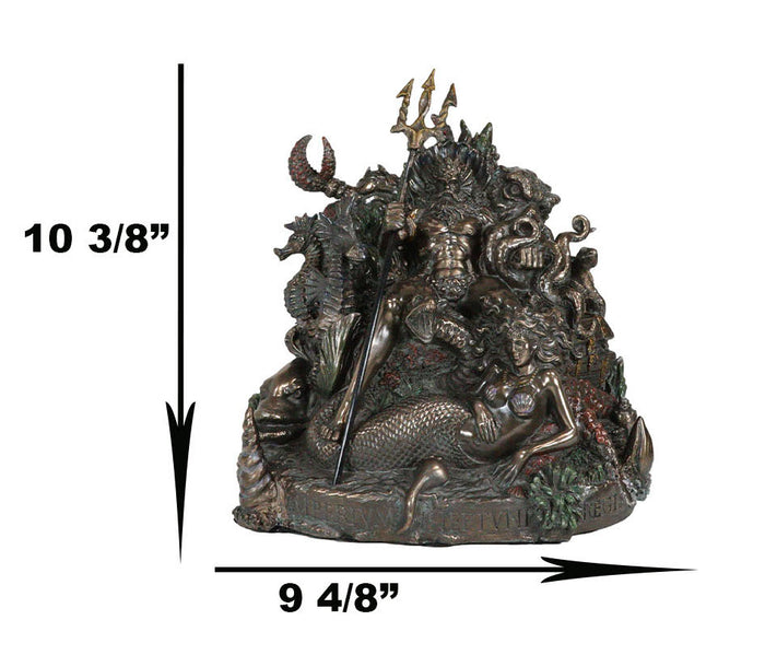 Ebros Gift Ebros God Of The Sea Poseidon Sitting On Throne With Trident Figurine 10.5"H