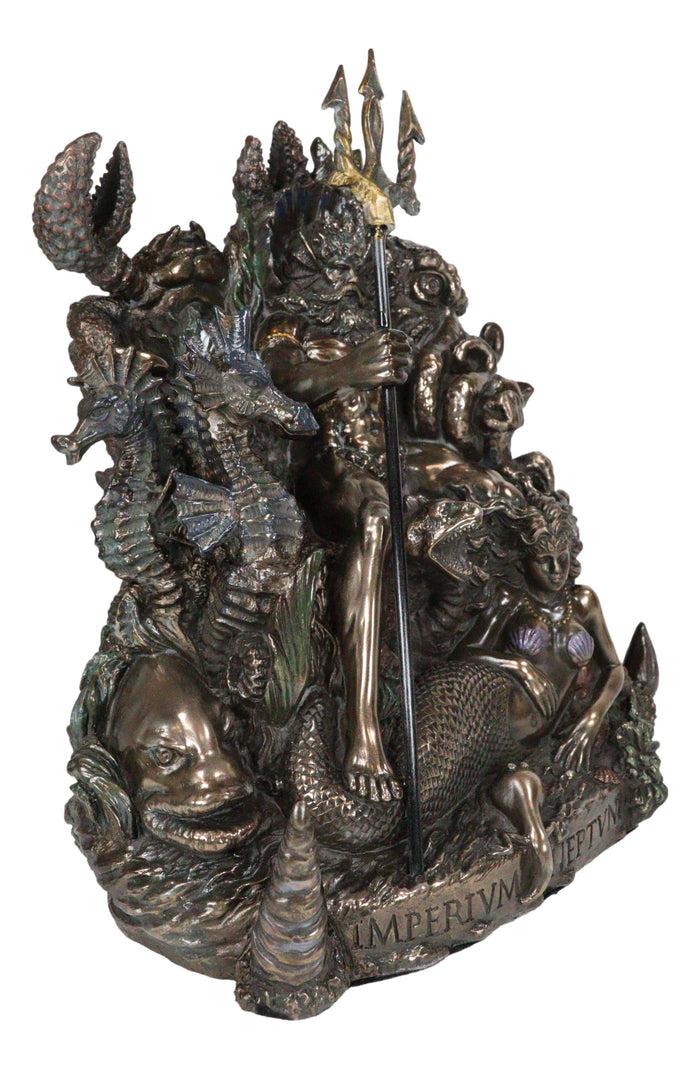 Ebros Gift Ebros God Of The Sea Poseidon Sitting On Throne With Trident Figurine 10.5"H