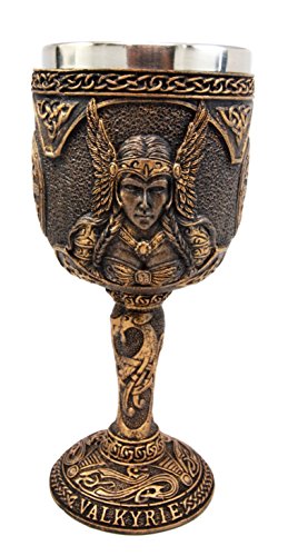 Ebros Gift Ebros Goddess Valkyrie 7oz Resin Wine Goblet Chalice With Stainless Steel Liner