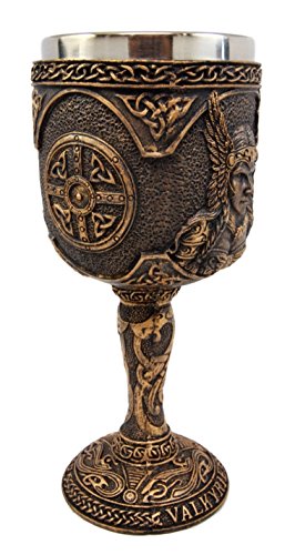 Ebros Gift Ebros Goddess Valkyrie 7oz Resin Wine Goblet Chalice With Stainless Steel Liner