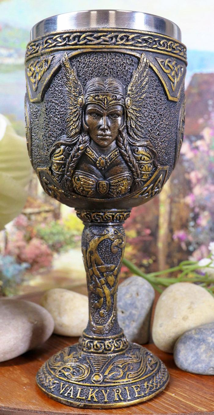 ebros gift Ebros Goddess Valkyrie 7oz Resin Wine Goblet Chalice With Stainless Steel Liner