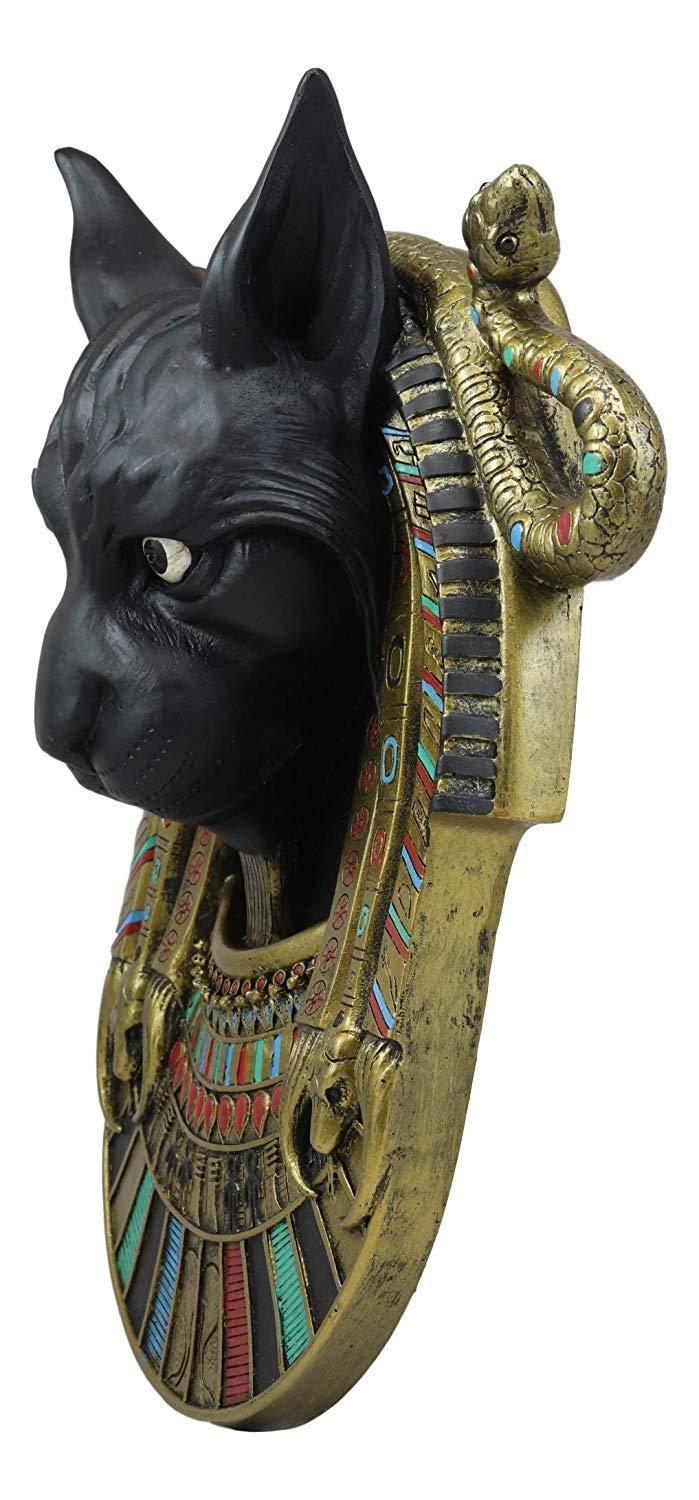 Ebros Gift Ebros Gods And Goddesses Of Egypt Bastet Cat Deity With Two Uraeus Cobras Wall Decor Sculpture Figurine 12" Tall Ubasti Egyptian Patron Of Protection Health And Sensual Pleasure Home Decor Statue