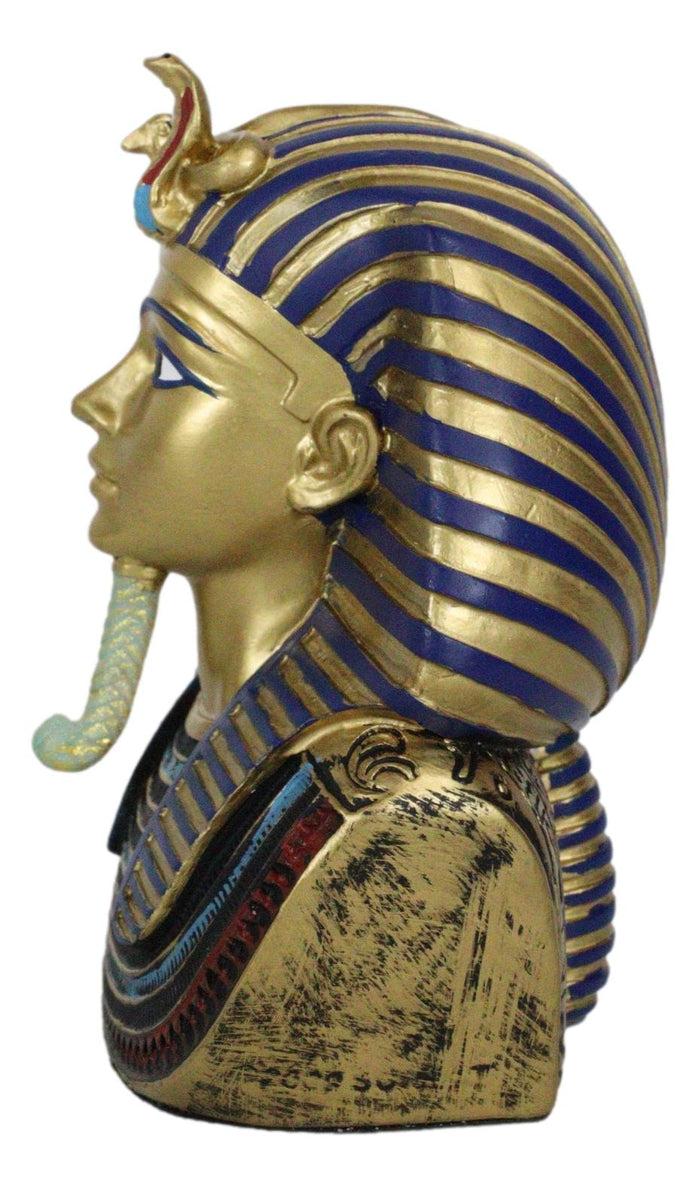 Ebros Gift Ebros Golden Cobra Mask Of Pharaoh Egyptian King Tut Bust 4.25"H Figurine