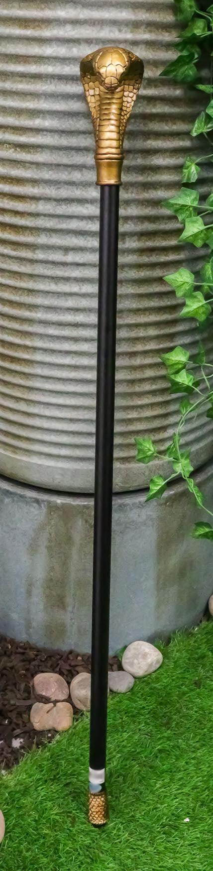 Ebros Gift Ebros Golden Egyptian God Uraeus Cobra Head Prop Decorative Walking Cane 39"H