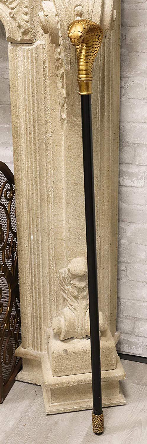 ebros gift Ebros Golden Egyptian God Uraeus Cobra Head Prop Decorative Walking Cane 39"H