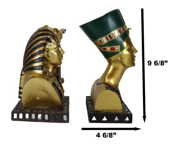 Ebros Gift Ebros Golden Mask Of Egypt Pharaoh King TUT And Queen Nefertiti Statue Set Of 2