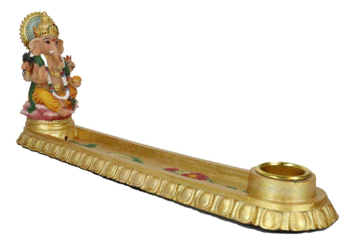 Ebros Gift Ebros Golden Supreme Elephant God Ganesha Ganapati Hindu Incense Holder Vastu Statue