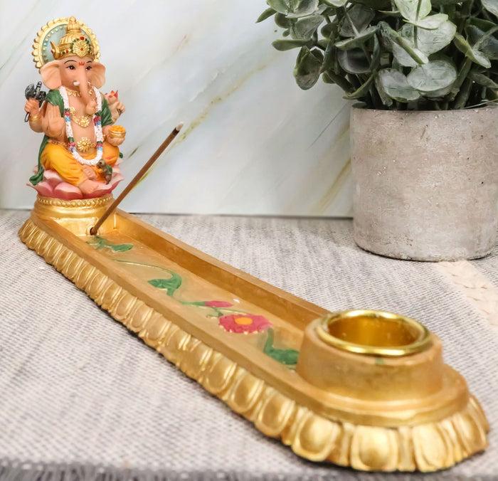 ebros gift Ebros Golden Supreme Elephant God Ganesha Ganapati Hindu Incense Holder Vastu Statue